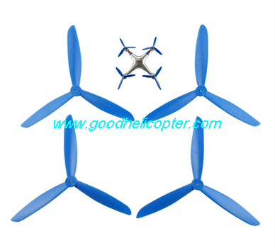 SYMA-X8HC-X8HW-X8HG Quad Copter parts 3 leaves Blades set (blue color) - Click Image to Close